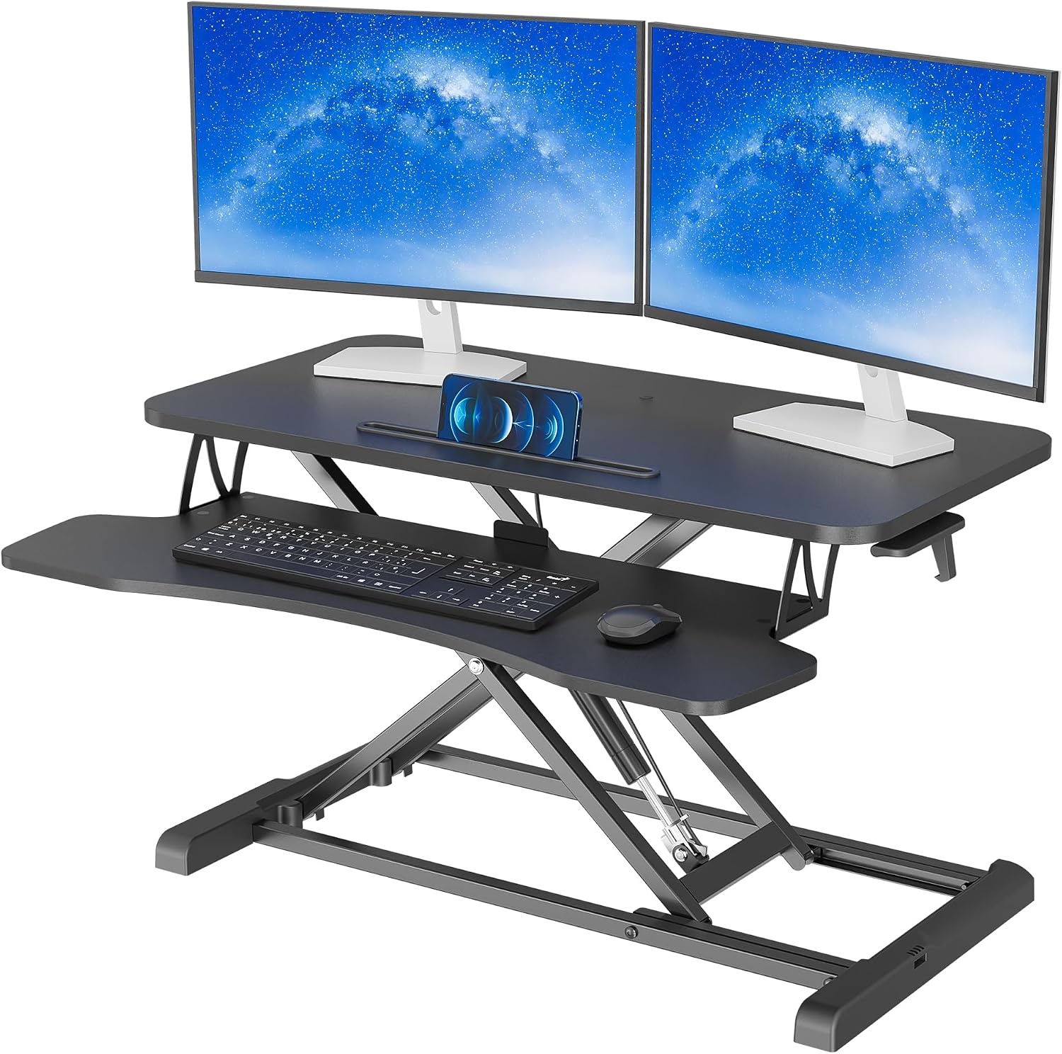 BONTEC Verstelbaar Zit-Sta Bureau Converter 800 x 400 mm - Ergonomisch Werkstation - Wit