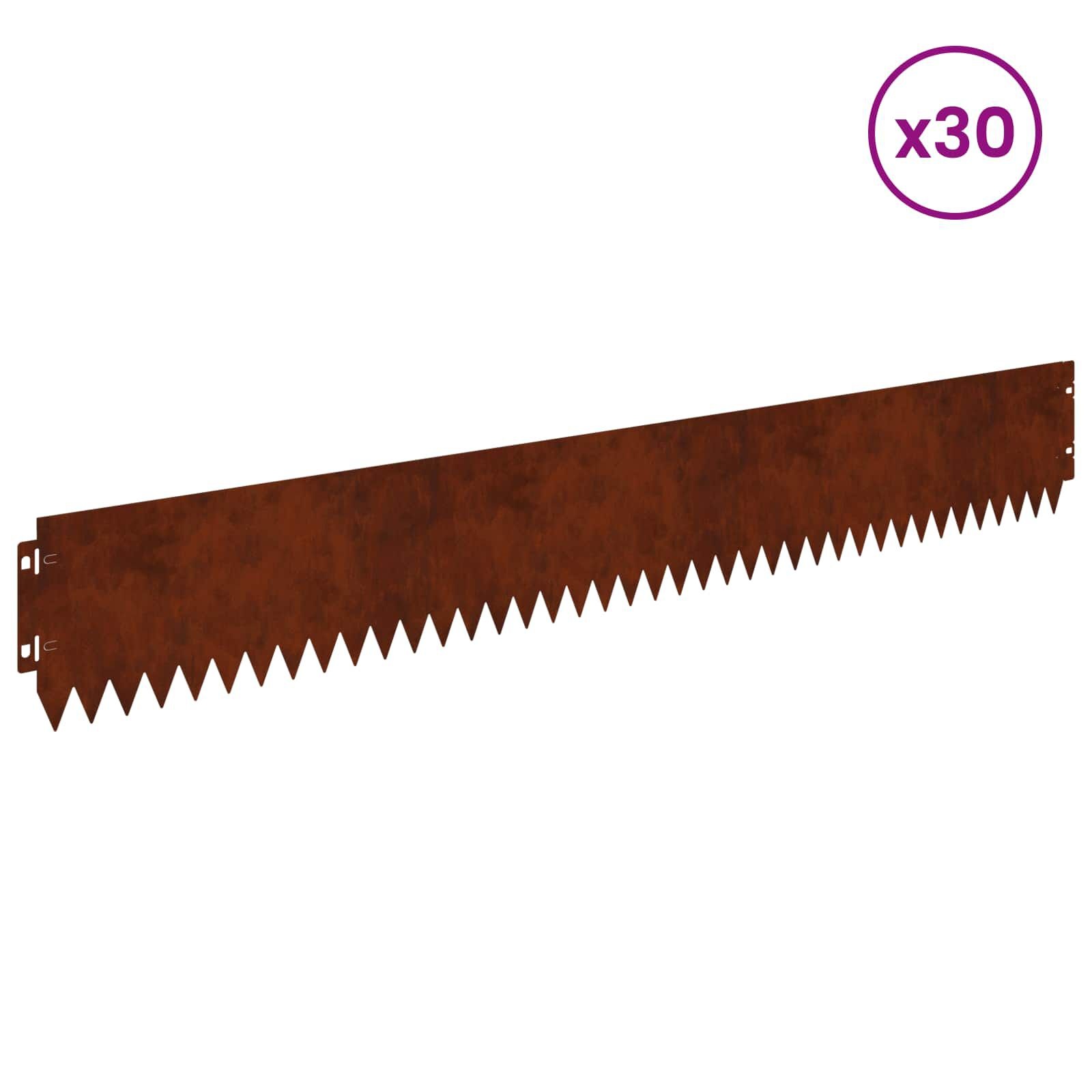 vidaXL Gazonrand 30 st 103 x 15 cm weervast staal Roestkleurig