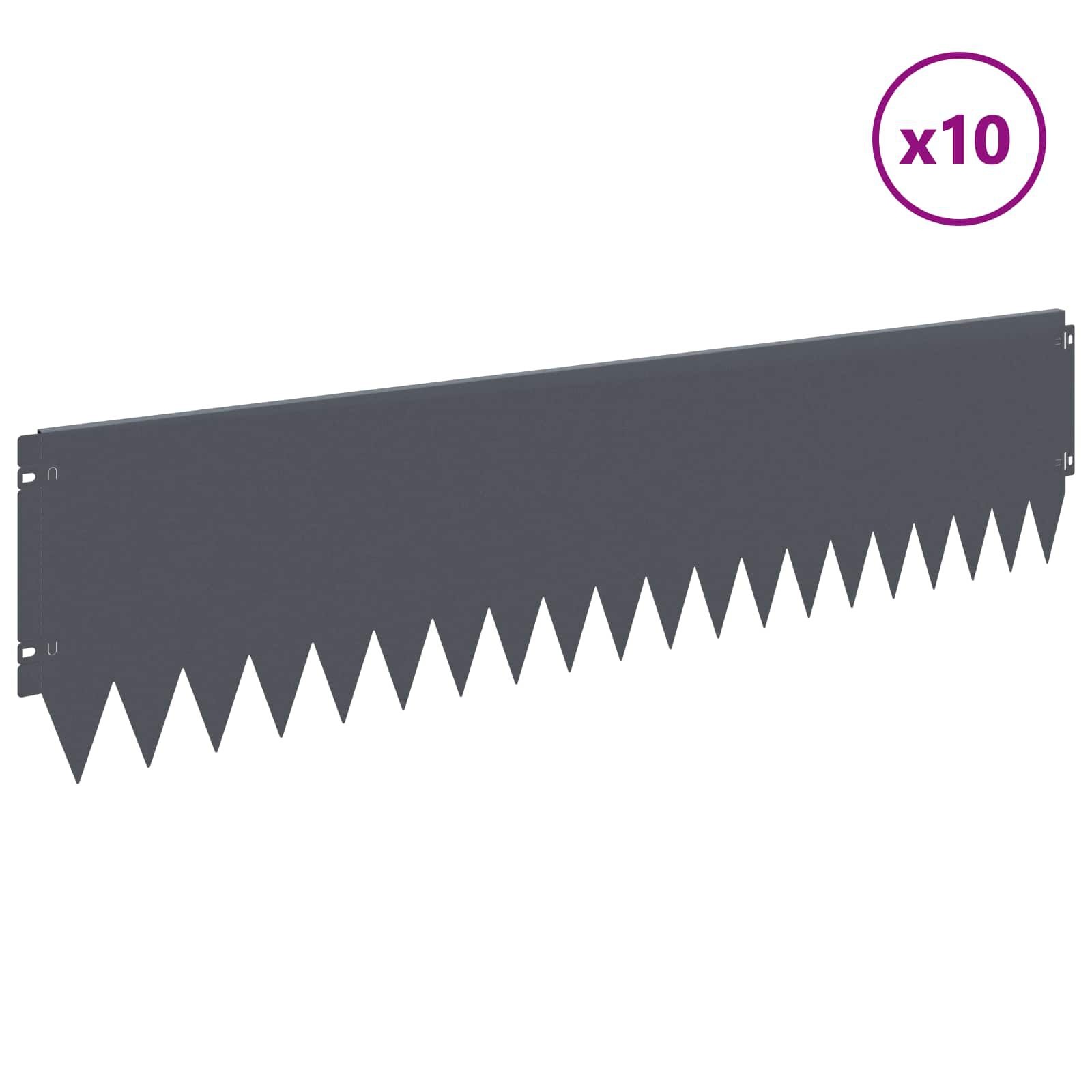 vidaXL Gazonrand 10 st 103 x 25 cm Steel Antraciet