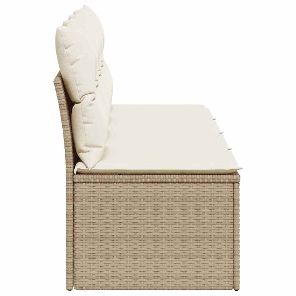 vidaXL Tuinbank 4-zits met kussens poly rattan beige