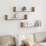 vidaXL Wandschappen 3 st 80x18x18 cm bewerkt hout artisanaal eiken