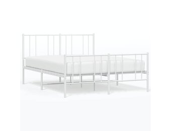 vidaXL Bedframe met hoofd- en voeteneinde metaal wit 120x200 cm