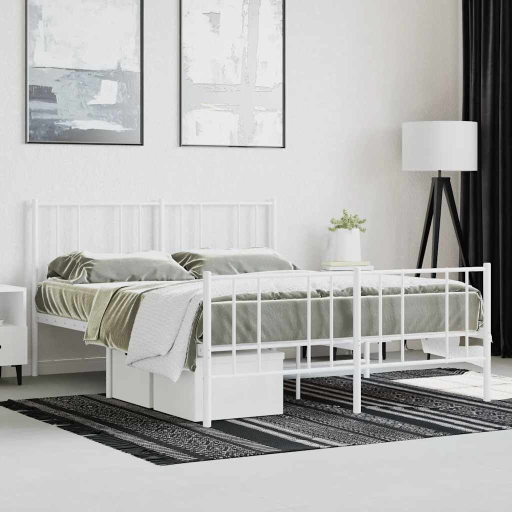 vidaXL Bedframe met hoofd- en voeteneinde metaal wit 120x200 cm