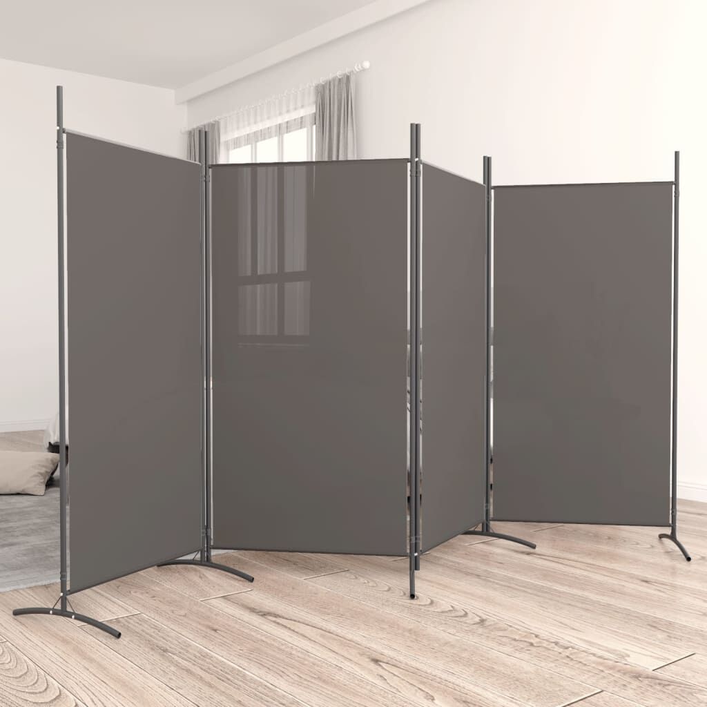 Kamerscherm met 4 panelen 346x180 cm Stof Antraciet - 33% Korting