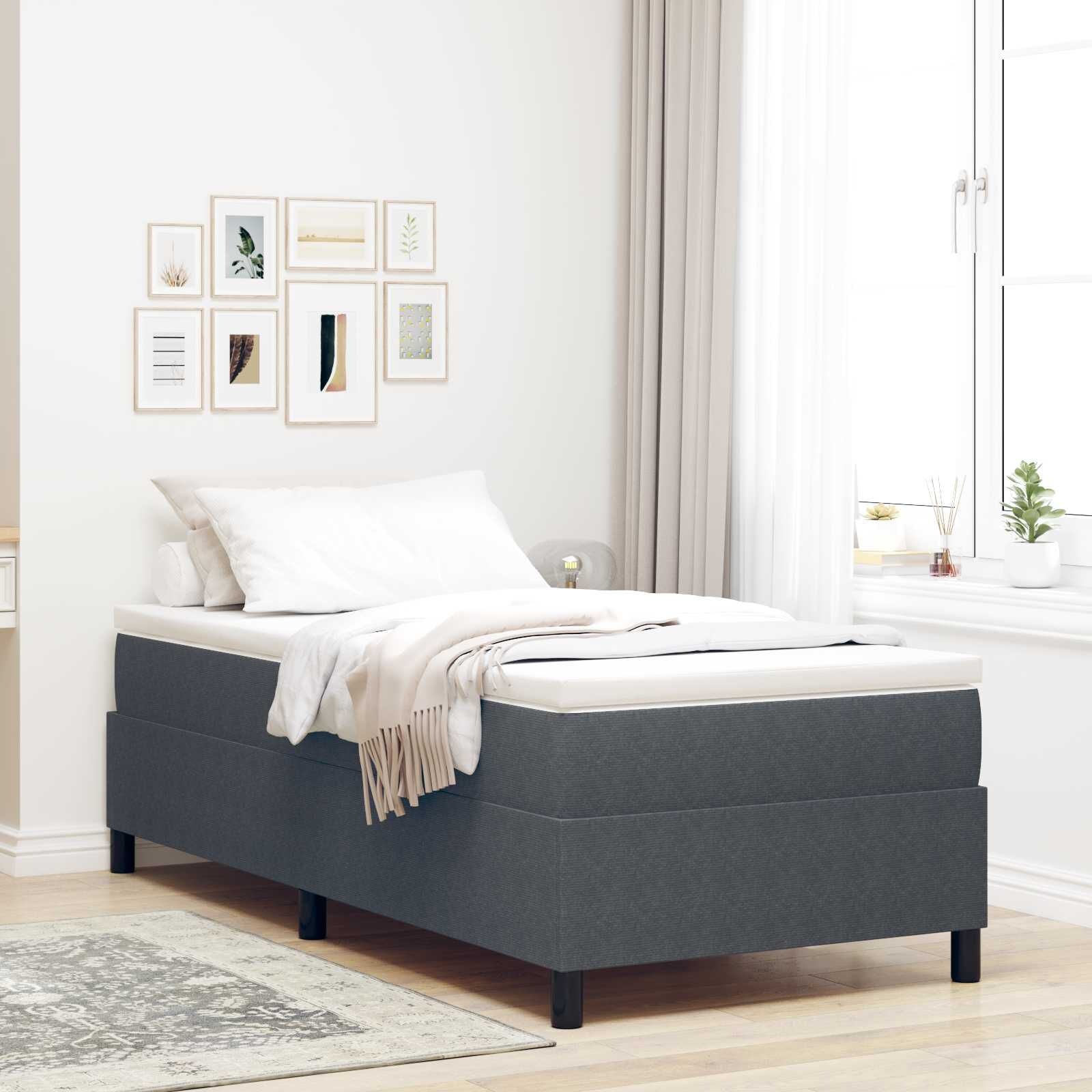 vidaXL Platform bedframe Donkergrijs 80 x 200 cm Katoen Stof