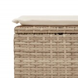 vidaXL Tuinkruk met kussen 55x55x37 cm poly rattan beige