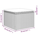 vidaXL Tuinkruk met kussen 55x55x37 cm poly rattan beige