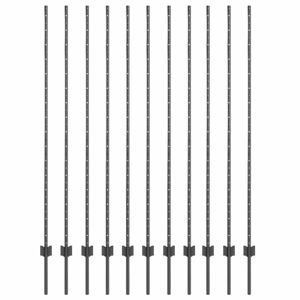 Hekpalen Grijs Gepoedercoat Staal (11 stuks) - 54% Korting!