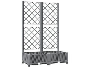 Lichtgrijze Plantenbak met Latwerk 80x40x121,5 cm - 34% Korting