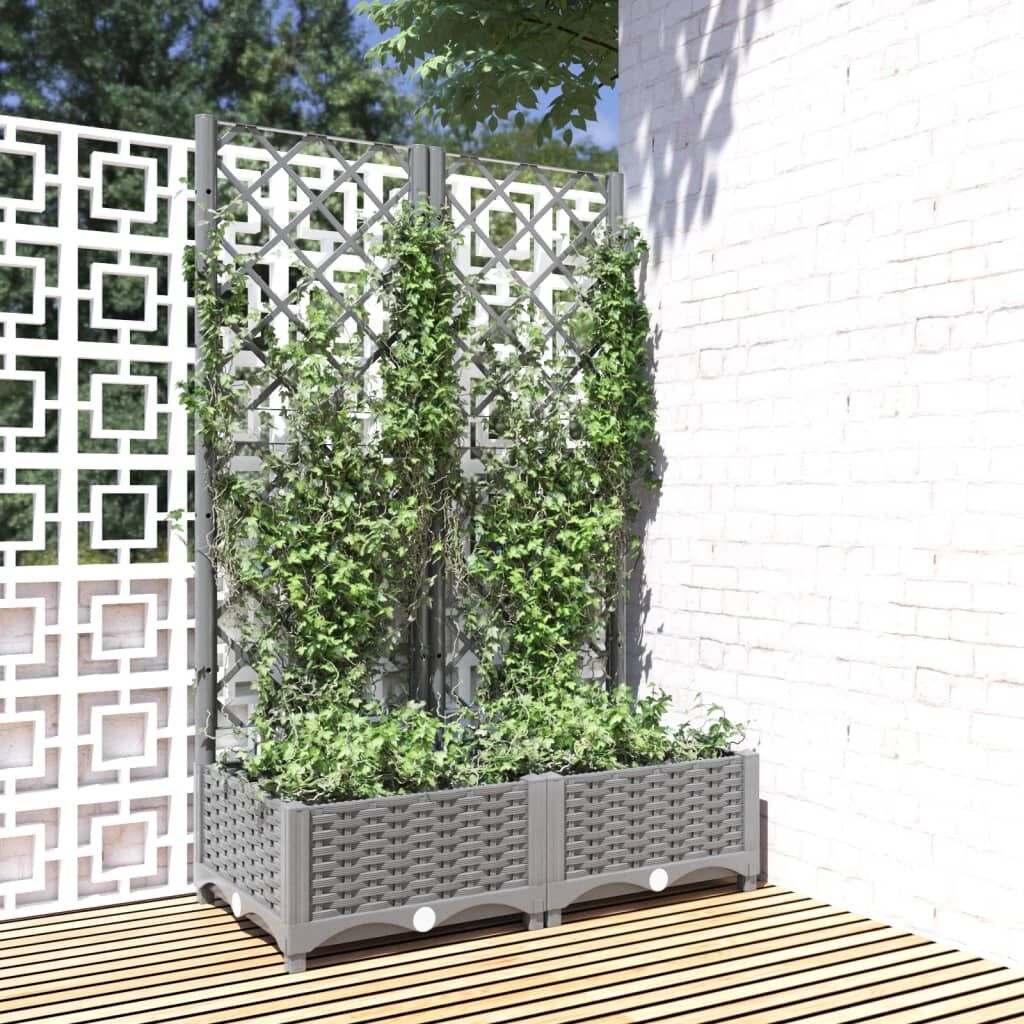 Lichtgrijze Plantenbak met Latwerk 80x40x121,5 cm - 34% Korting