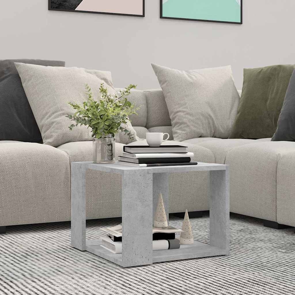vidaXL Salontafel 40x40x30 cm, Bewerkt Hout, Betongrijs - 50% Korting