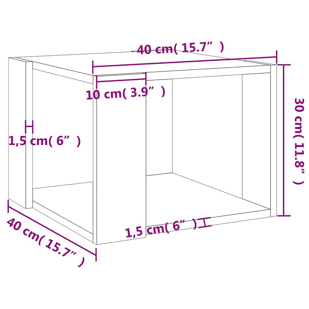 vidaXL Salontafel 40x40x30 cm, Bewerkt Hout, Betongrijs - 50% Korting