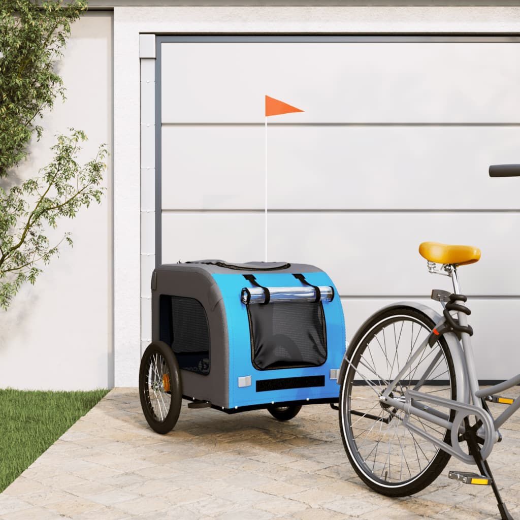 Hondenfietskar Blauw/Grijs Oxfordstof & Ijzer - 34% Korting