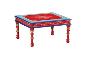 Handbeschilderde Salontafel Mangohout Rood - 53% Korting