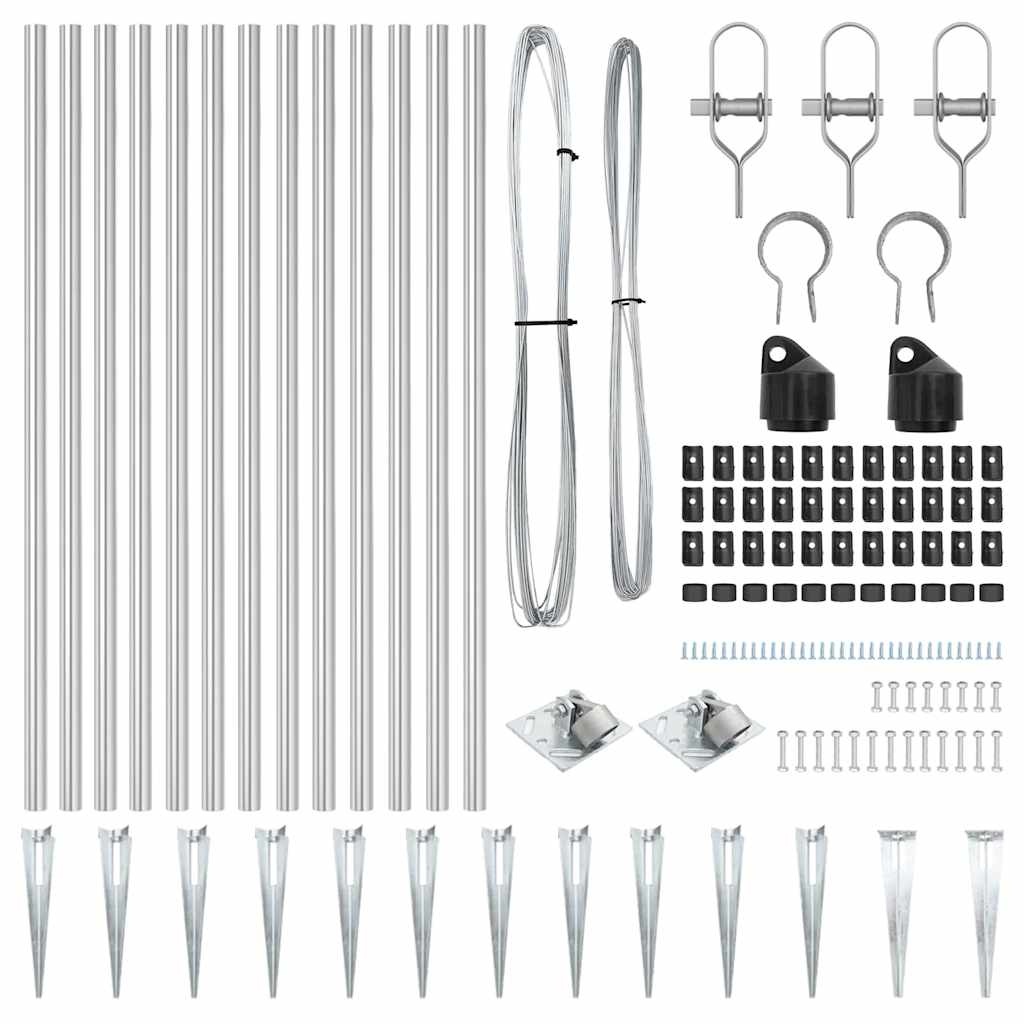 vidaXL Hekpalen 13 pcs Zilver Ø32mm 60 cm Gegalvaniseerd staal