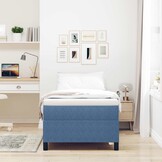 vidaXL Platform bedframe Blauw 100 x 200 cm Katoen Stof