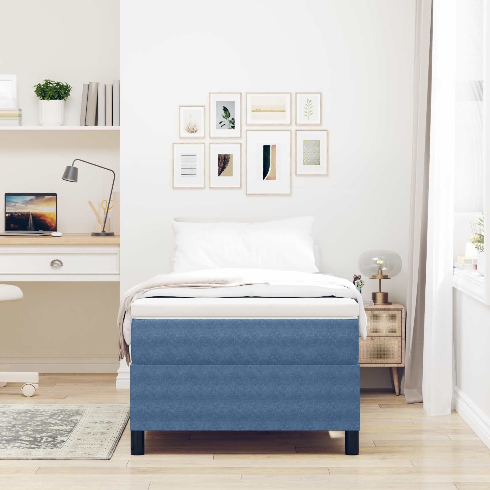 vidaXL Platform bedframe Blauw 100 x 200 cm Katoen Stof