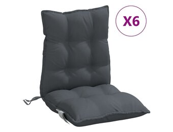 vidaXL Stoelkussens 6 st lage rug oxford stof antracietkleurig