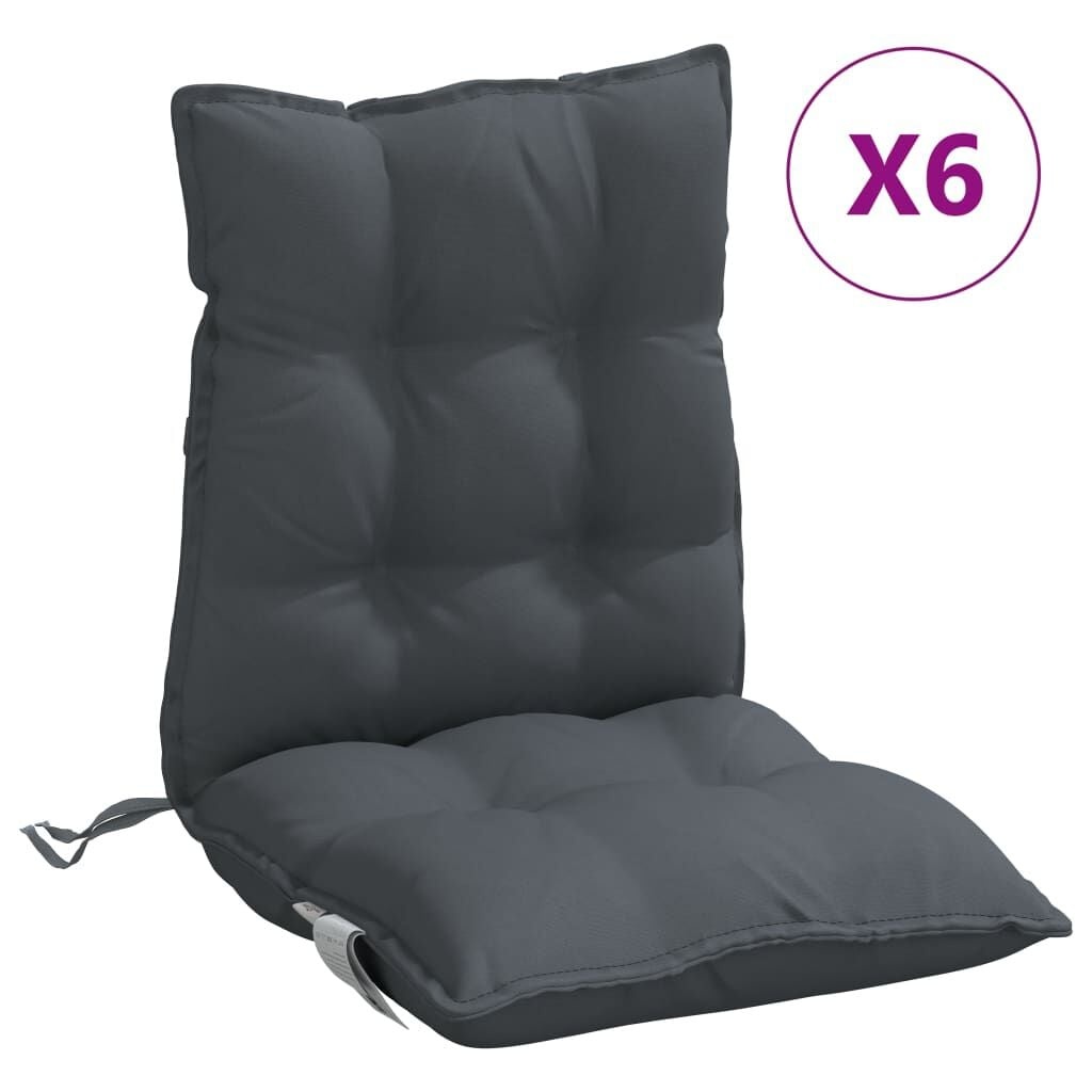 vidaXL Stoelkussens 6 st lage rug oxford stof antracietkleurig