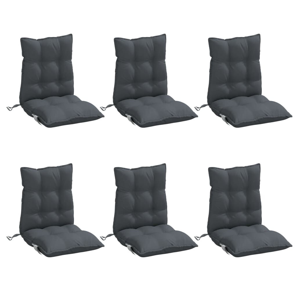 vidaXL Stoelkussens 6 st lage rug oxford stof antracietkleurig