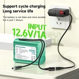 12.6V Lithium-ion batterij 5200 mAh, kleine 12V -batterij met lader- en connectoradapter en verbindingslijn voor soundboks, DAB Radio, Bight Lighting, Headlights, StagePiano, Sonar