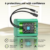 12.6V Lithium-ion batterij 5200 mAh, kleine 12V -batterij met lader- en connectoradapter en verbindingslijn voor soundboks, DAB Radio, Bight Lighting, Headlights, StagePiano, Sonar