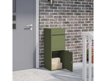 vidaXL Pakket inwerp box met opslag Olijfgroen 41 x 38 x 103 cm Staal
