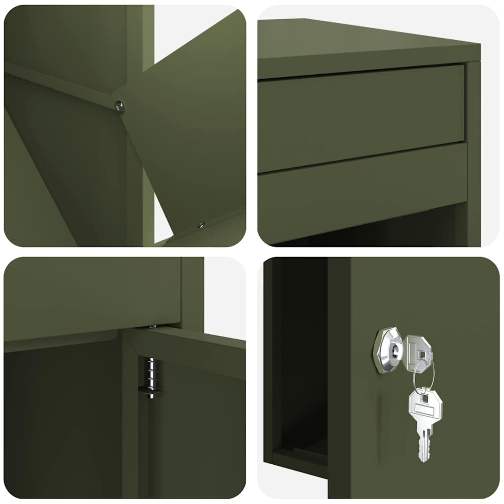 vidaXL Pakket inwerp box met opslag Olijfgroen 41 x 38 x 103 cm Staal