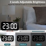 Digitale LED Wekker voor Slaapkamer & Kantoor | 6,5 inch (16,5 cm) Roségoud Tafelklok | Met Snooze, Spiegel, Verstelbare Helderheid, Stil | USB-voedin