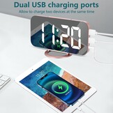 Digitale LED Wekker voor Slaapkamer & Kantoor | 6,5 inch (16,5 cm) Roségoud Tafelklok | Met Snooze, Spiegel, Verstelbare Helderheid, Stil | USB-voedin