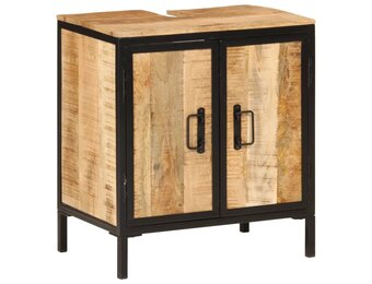 vidaXL Wastafelkast 55x35x60 cm massief mangohout en ijzer