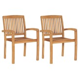 vidaXL Tuinstoelen stapelbaar 2 st massief teakhout