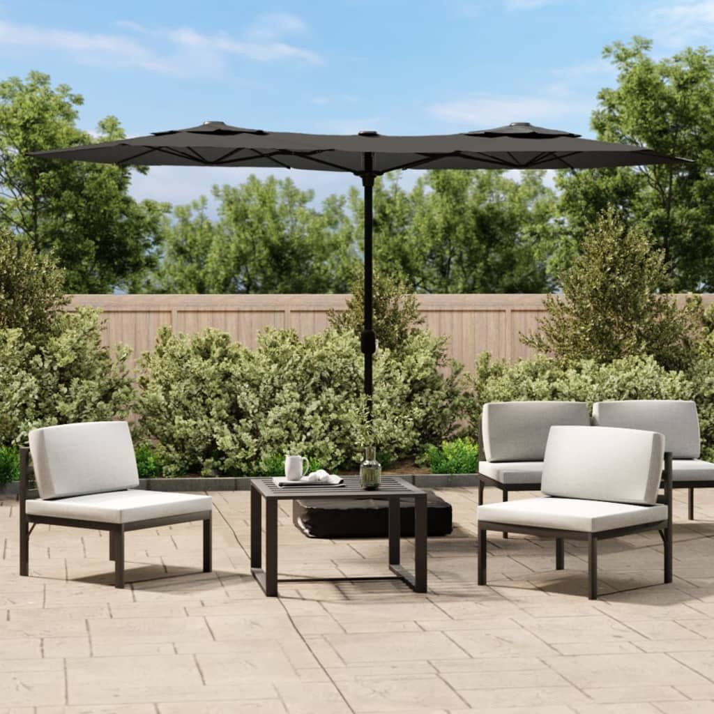 vidaXL Parasol dubbel dak met LED's 316x240 cm antracietkleurig