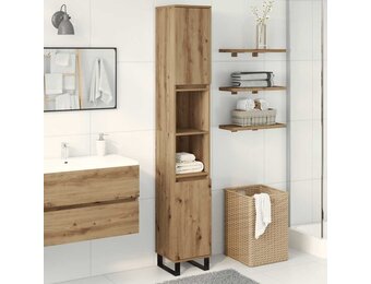 vidaXL Badkamerkast 30x30x190 cm bewerkt hout artisanaal eikenkleurig
