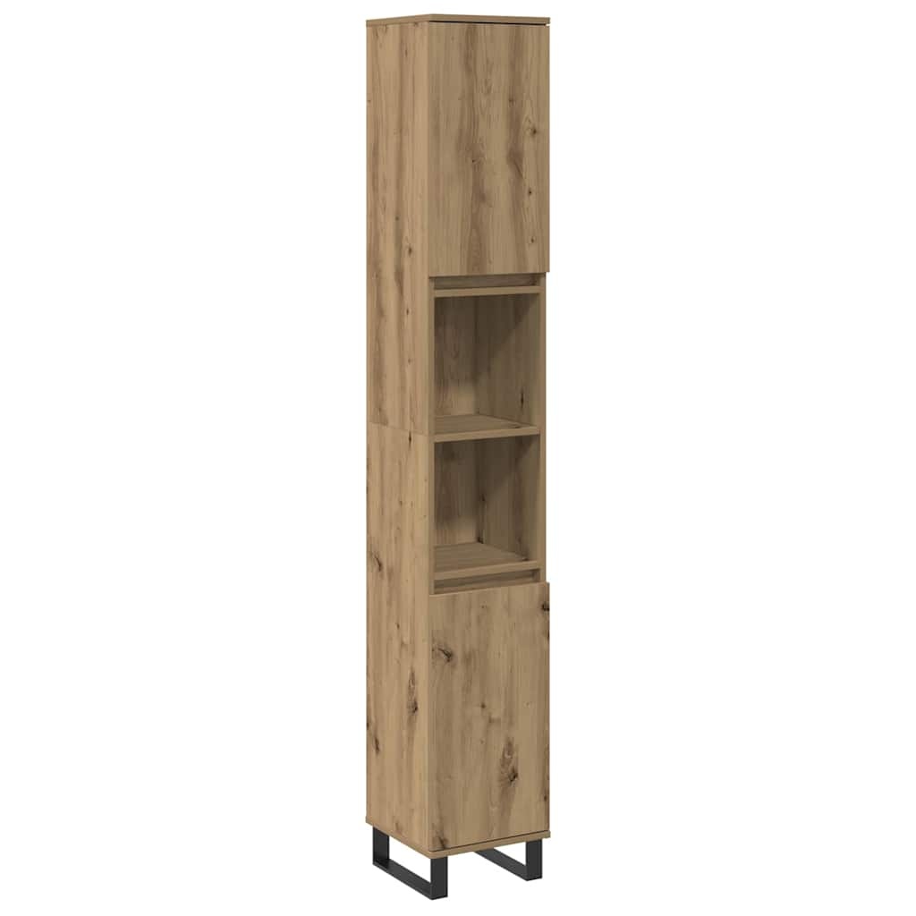 vidaXL Badkamerkast 30x30x190 cm bewerkt hout artisanaal eikenkleurig