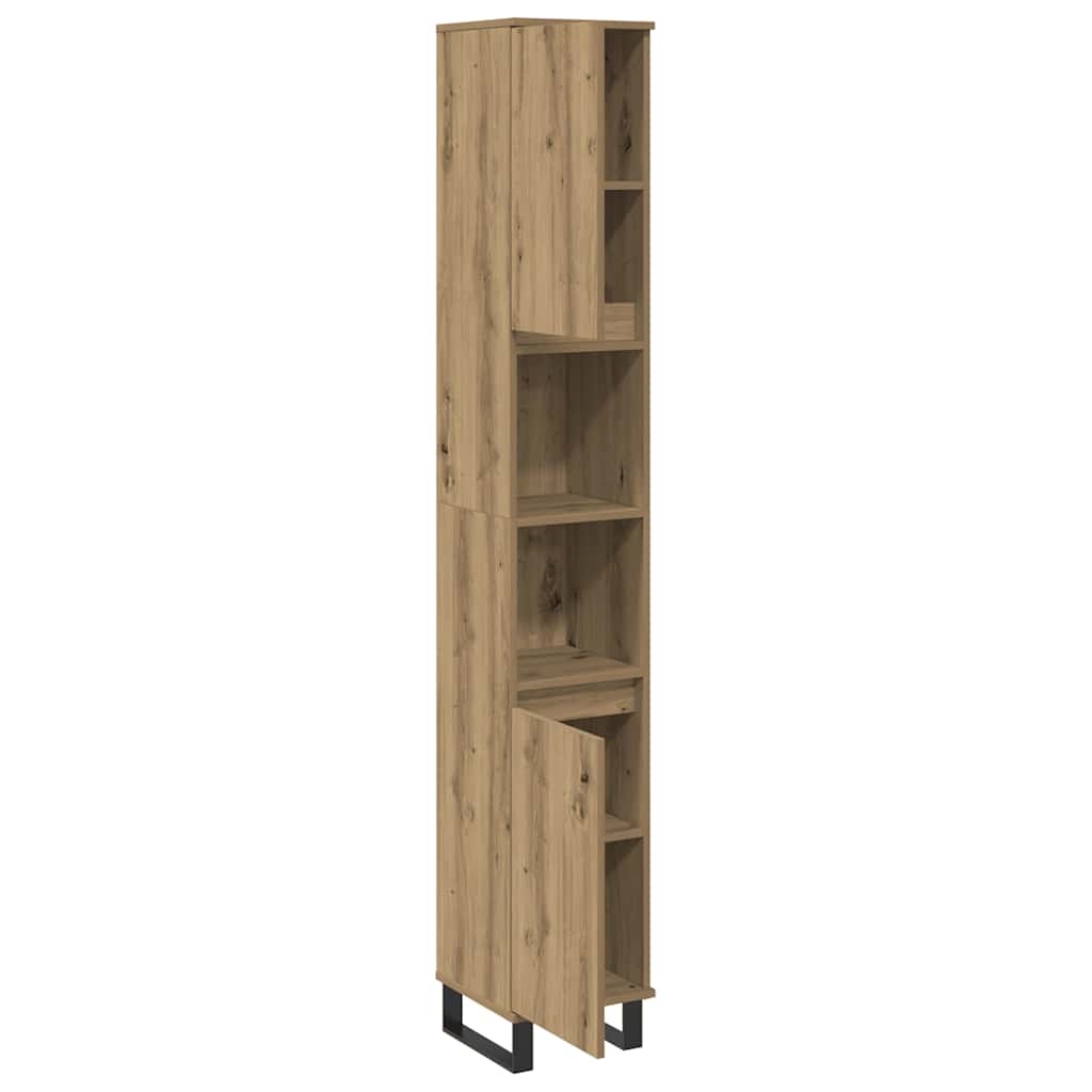 vidaXL Badkamerkast 30x30x190 cm bewerkt hout artisanaal eikenkleurig