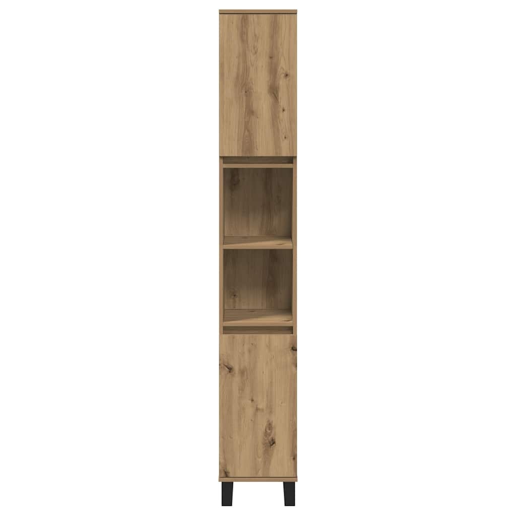 vidaXL Badkamerkast 30x30x190 cm bewerkt hout artisanaal eikenkleurig