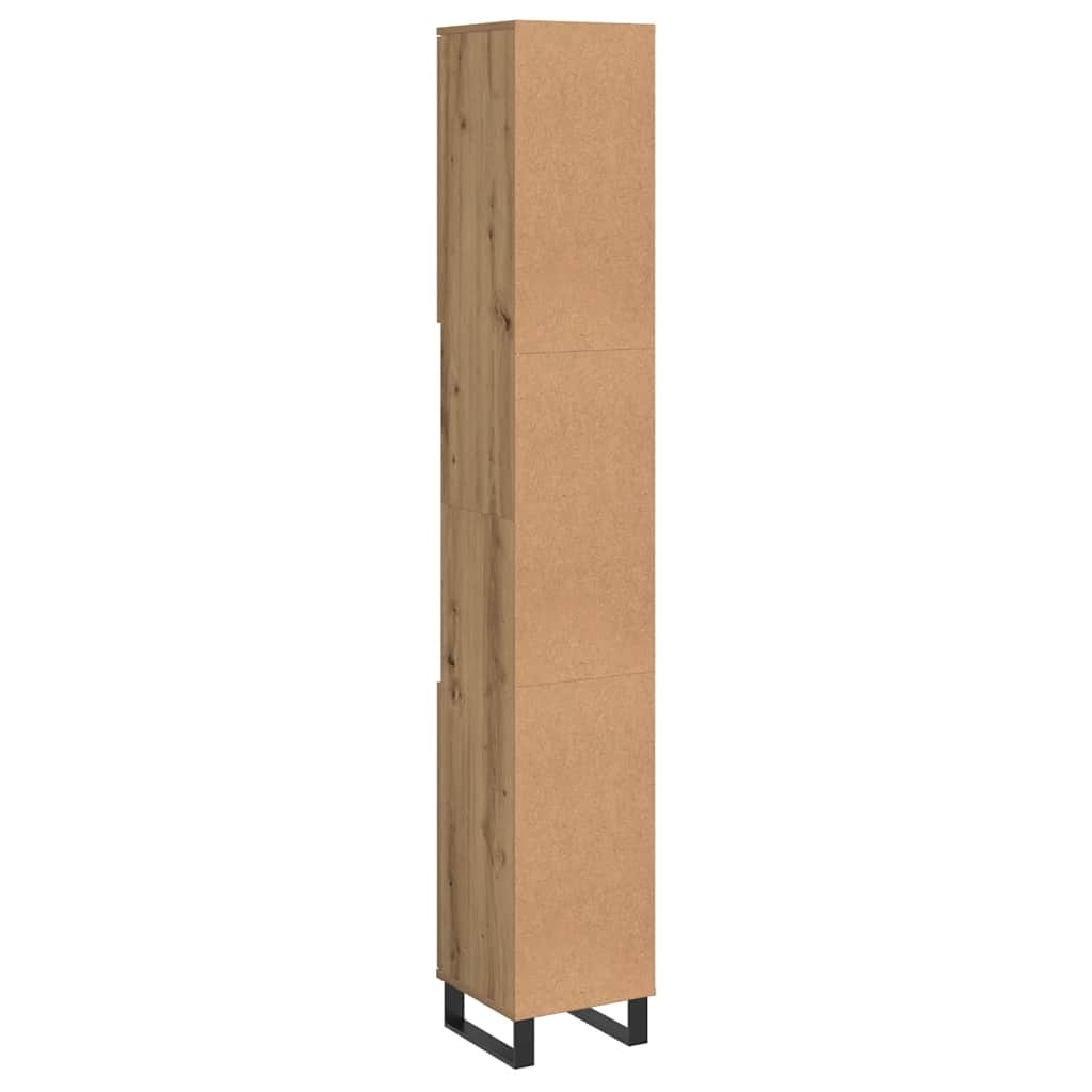 vidaXL Badkamerkast 30x30x190 cm bewerkt hout artisanaal eikenkleurig