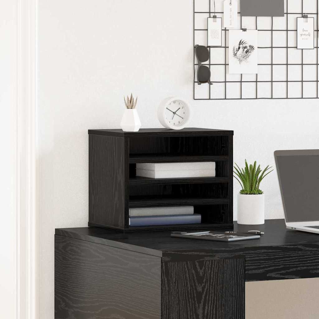 vidaXL Bureau Organizer Zwart Eiken 36 x 26 x 29,5 cm Bewerkt hout