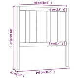 vidaXL Hoofdbord 106x4x100 cm massief grenenhout grijs