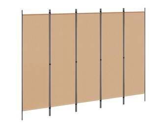 vidaXL 5-Panel Room Divider Beige 250 x 180 cm Stof