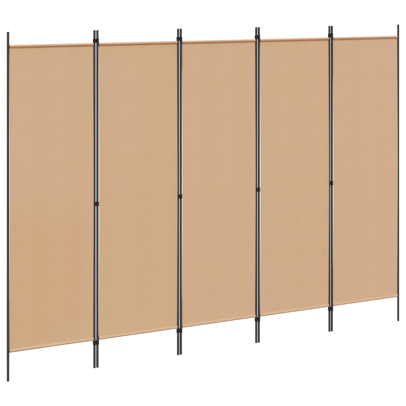 vidaXL 5-Panel Room Divider Beige 250 x 180 cm Stof