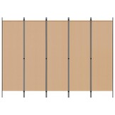 vidaXL 5-Panel Room Divider Beige 250 x 180 cm Stof