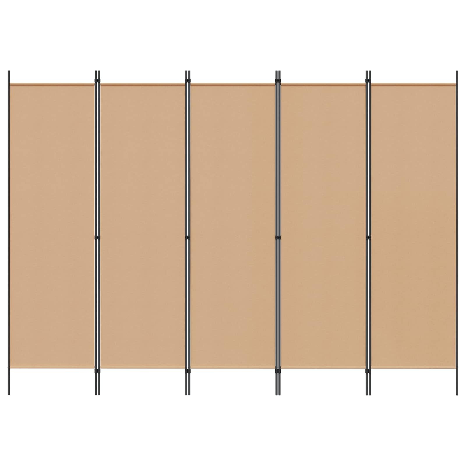 vidaXL 5-Panel Room Divider Beige 250 x 180 cm Stof