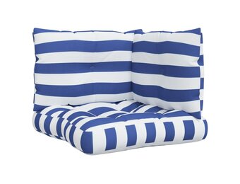 vidaXL Palletkussens 3 st gestreept oxford stof wit en blauw