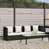 vidaXL Tuinbed met kussens poly rattan zwart
