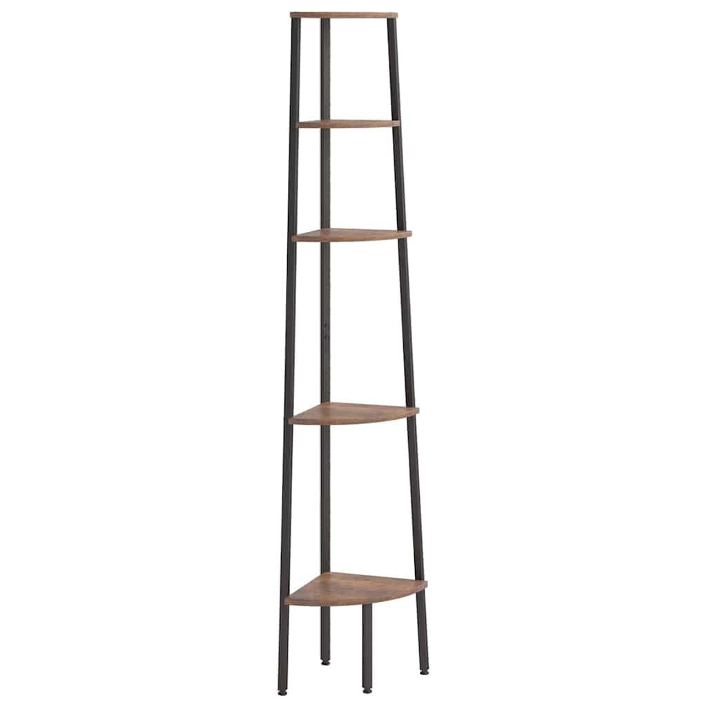 vidaXL Hoekkastje met 5 schappen 45,5x31,5x180 cm donkerbruin en zwart