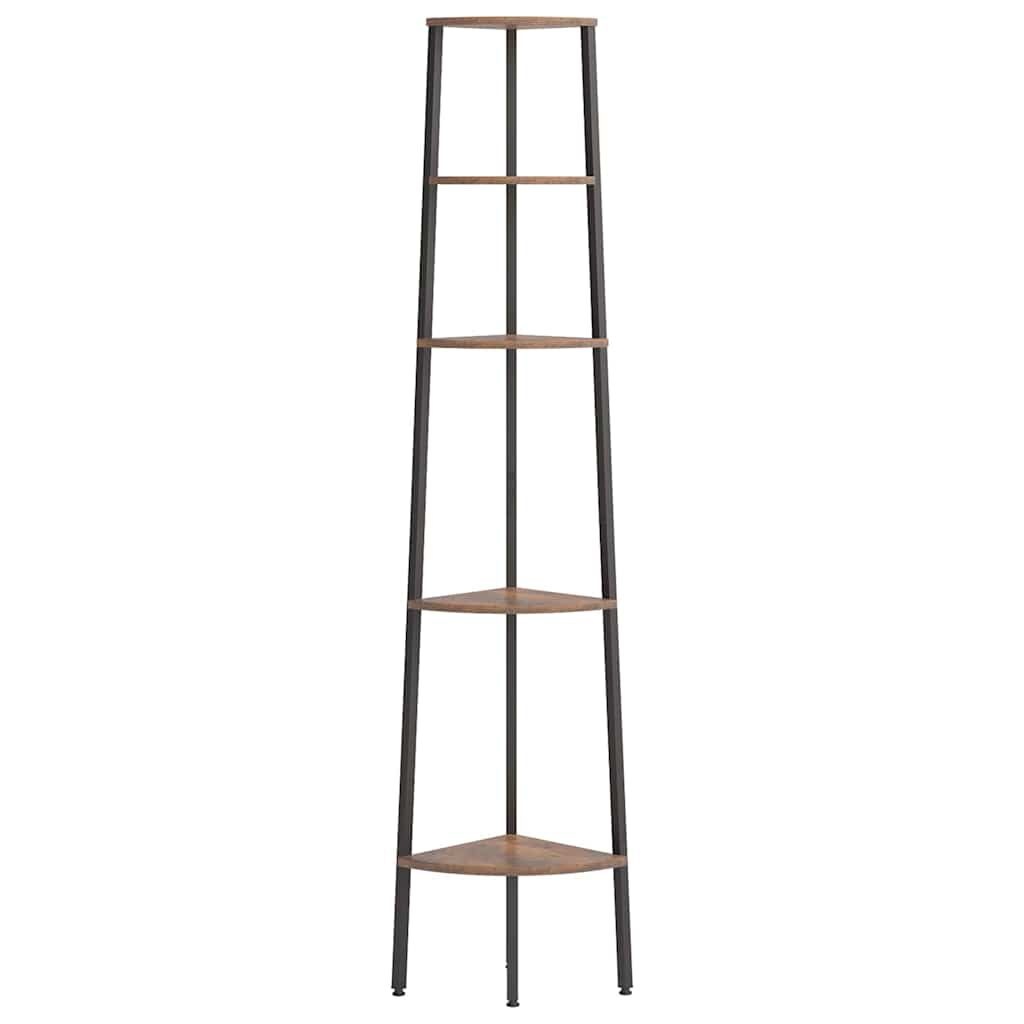 vidaXL Hoekkastje met 5 schappen 45,5x31,5x180 cm donkerbruin en zwart