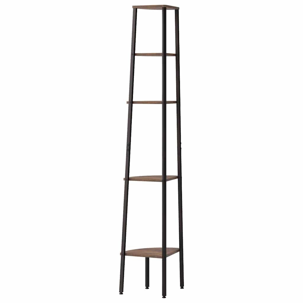 vidaXL Hoekkastje met 5 schappen 45,5x31,5x180 cm donkerbruin en zwart