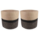 vidaXL Plantenpot Set 2 st Naturel en Zwart Ø 28 x 28 cm